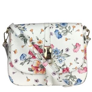 Italian Leather Floral Crossbody Bag by Borse In Pelle ~ Excellent Condition